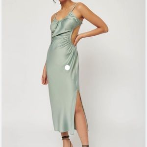 New w tags dynamite clothing open back satin midi dress